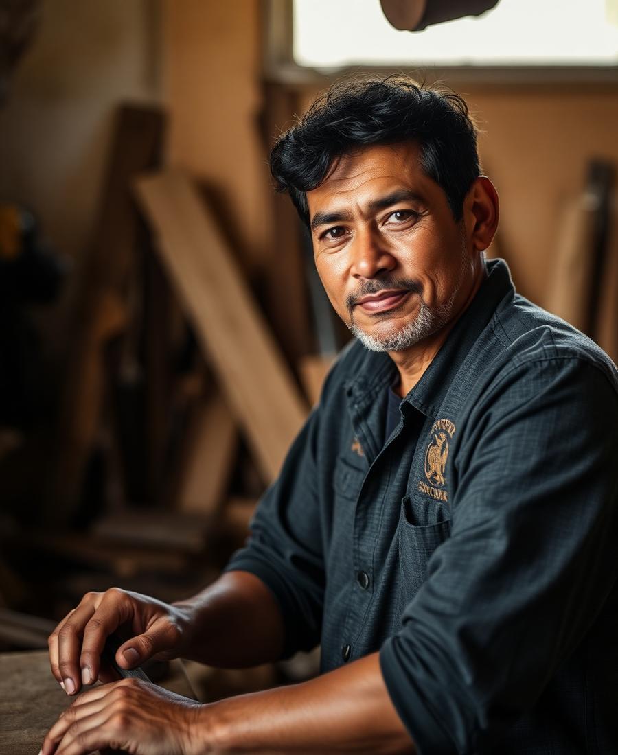 Artesano trabajando una pieza hecha a mano